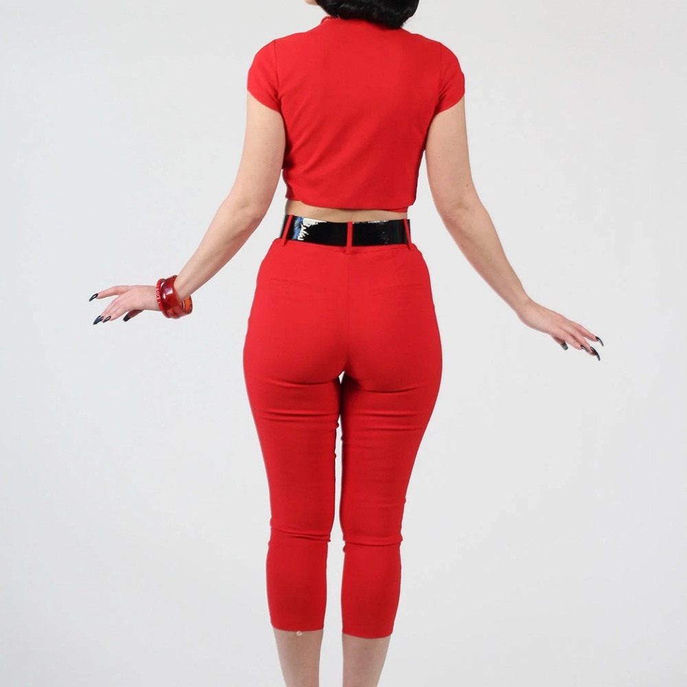 Tatyana Luisa High Waist Red Pinup Stretch Capri Pants Women’s Size XL